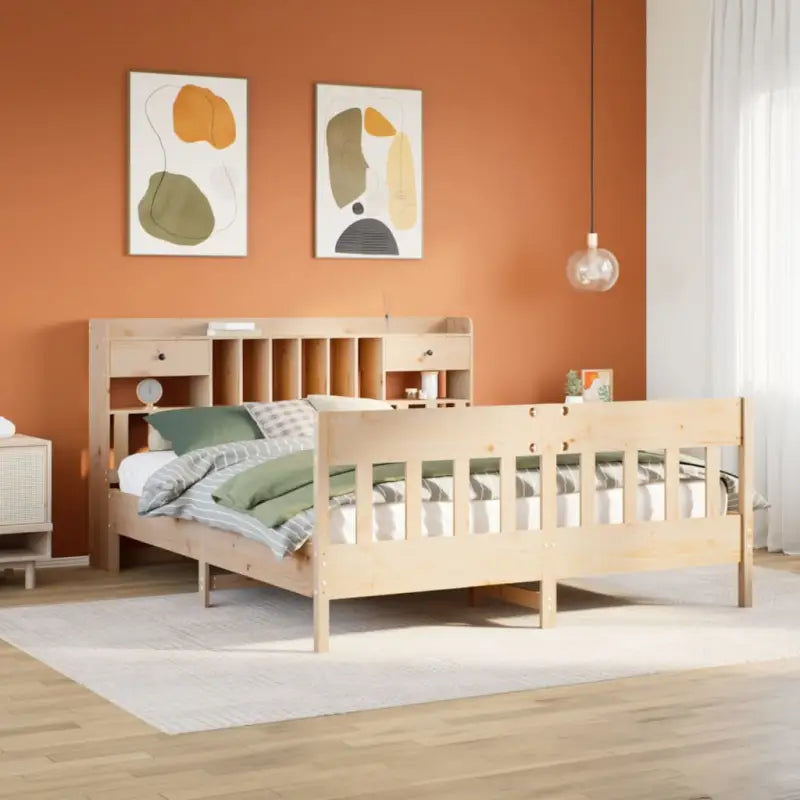 Massief Grenenhouten Bedframe met Extra Opbergruimte voor een Goede Nachtrust - Naturel / 180 x 200 cm - Bedden &