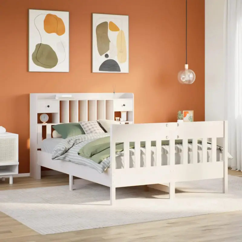 Massief Grenenhouten Bedframe met Extra Opbergruimte voor een Goede Nachtrust - Wit / 140 x 200 cm - Bedden & bedframes