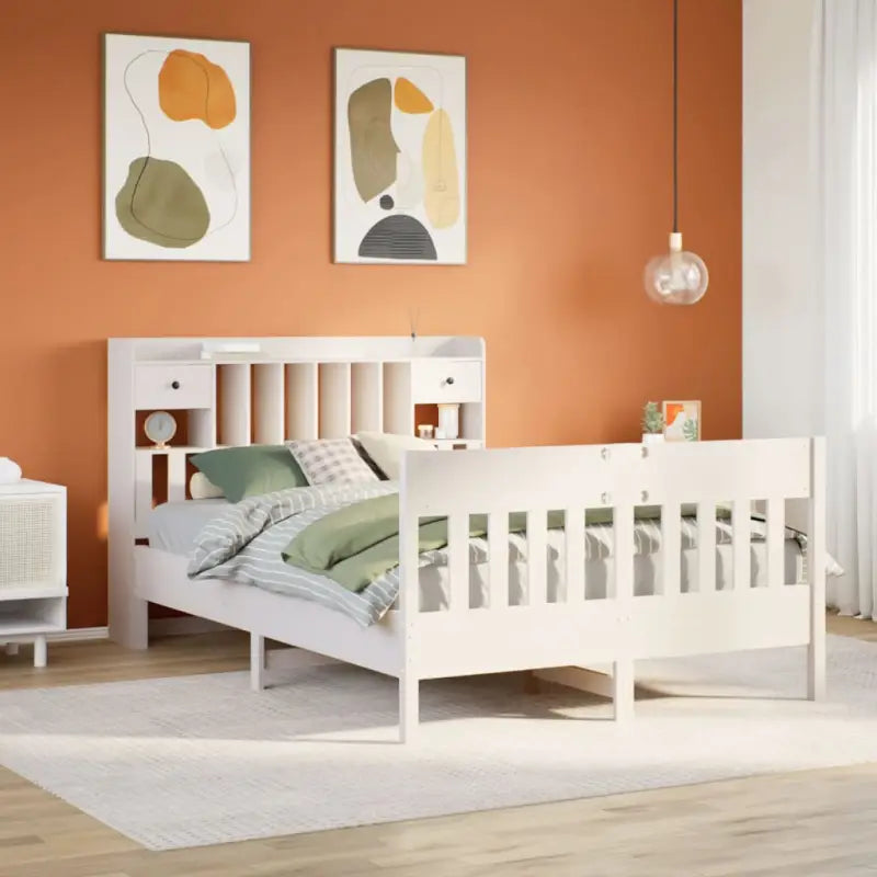 Massief Grenenhouten Bedframe met Extra Opbergruimte voor een Goede Nachtrust - Wit / 160 x 200 cm - Bedden & bedframes