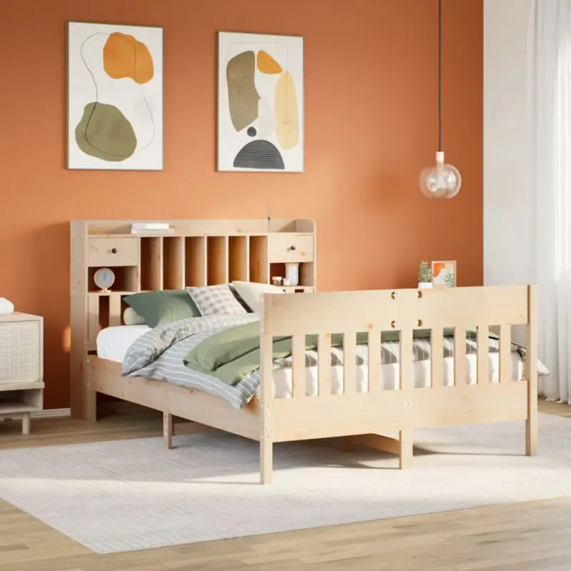 Massief Grenenhouten Bedframe met Extra Opbergruimte voor een Goede Nachtrust - Naturel / 140 x 190 cm - Bedden &