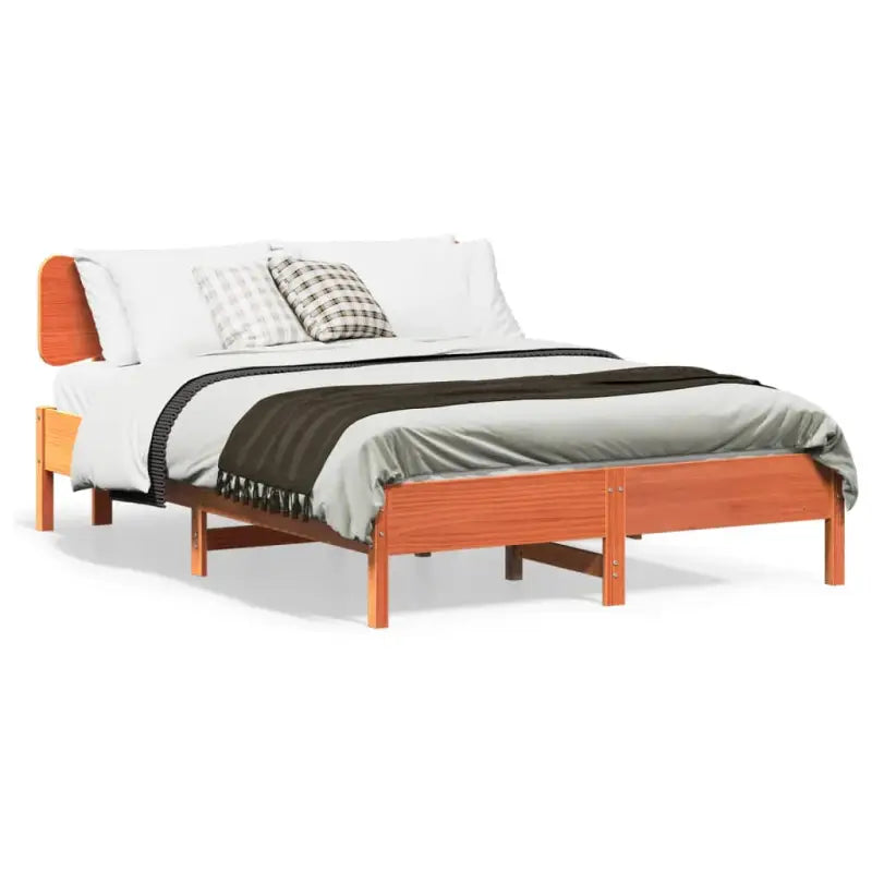 Massief grenenhouten bedframe met multiplex lattenbodem voor een goede nachtrust - Wasbruin / 140 x 190 cm - Bedden &