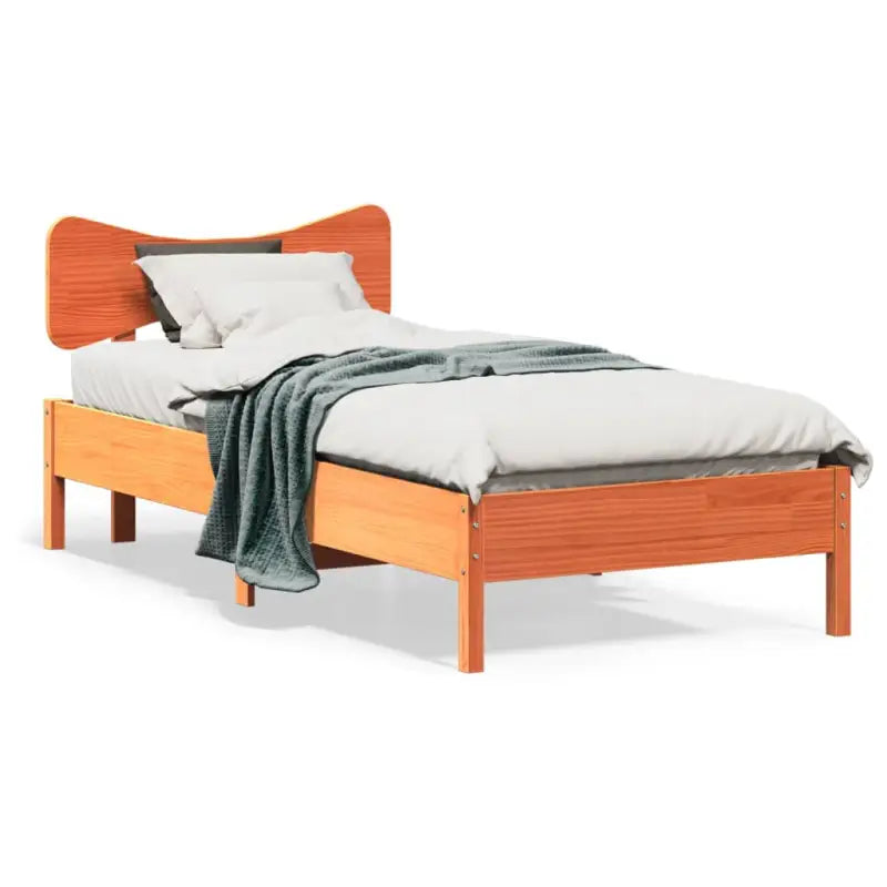 Massief grenenhouten bedframe met multiplex lattenbodem voor een goede nachtrust - Wasbruin / 75 x 190 cm - Bedden &