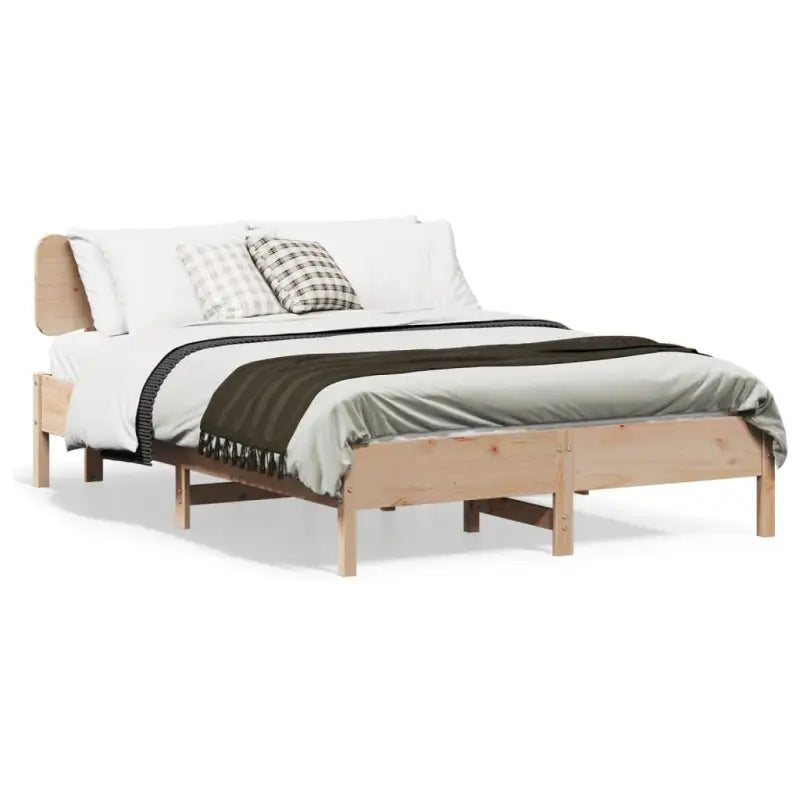 Massief grenenhouten bedframe met multiplex lattenbodem voor een goede nachtrust - Naturel / 135 x 190 cm - Bedden &