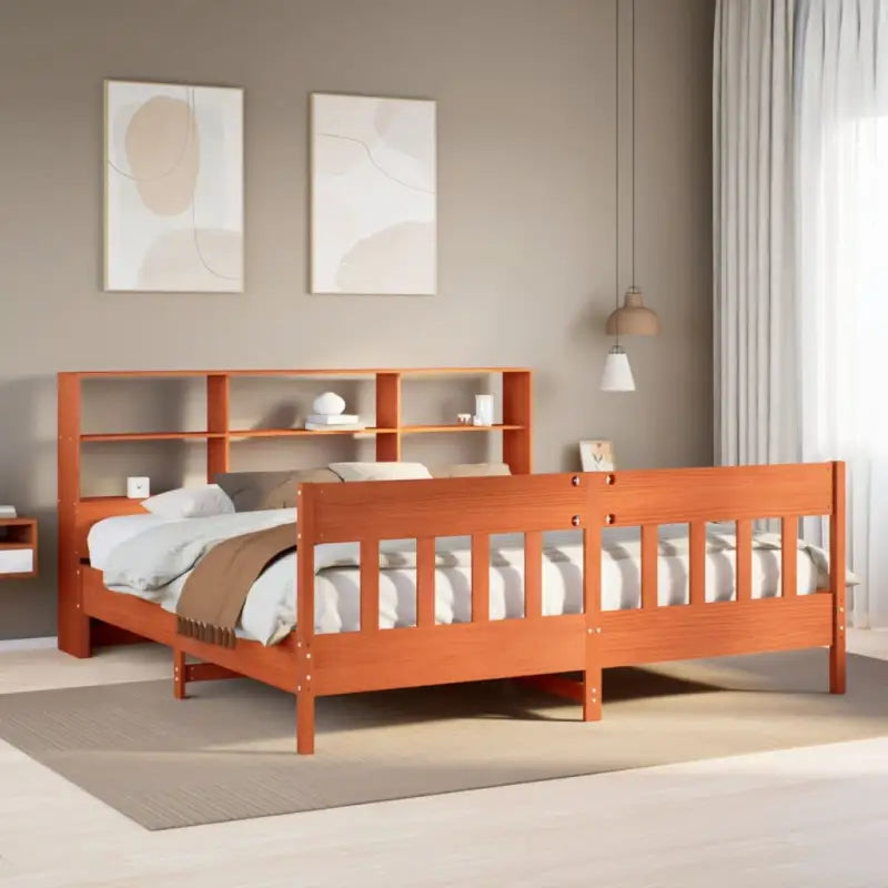 Massief grenenhouten bedframe met uitstekende ondersteuning voor een goede nachtrust - Wasbruin / 200 x 200 cm - Bedden