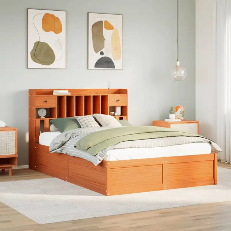 Massief Grenenhouten Bedframe voor Comfort en Natuurlijke Interieurstijl - Wasbruin / 140 x 200 cm - Bedden & bedframes