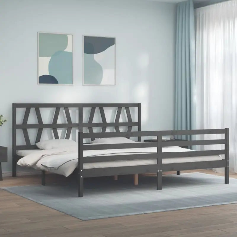 Massief grenenhouten bedframe voor comfortabele nachtrust - Grijs / 200 x 200 cm - Bedden & bedframes