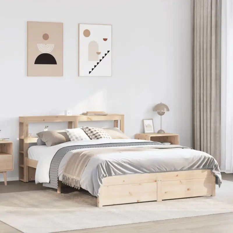 Massief Grenenhouten Bedframe voor een Comfortabele en Decoratieve Slaapruimte - Bruin / 120 x 190 cm - Bedden &
