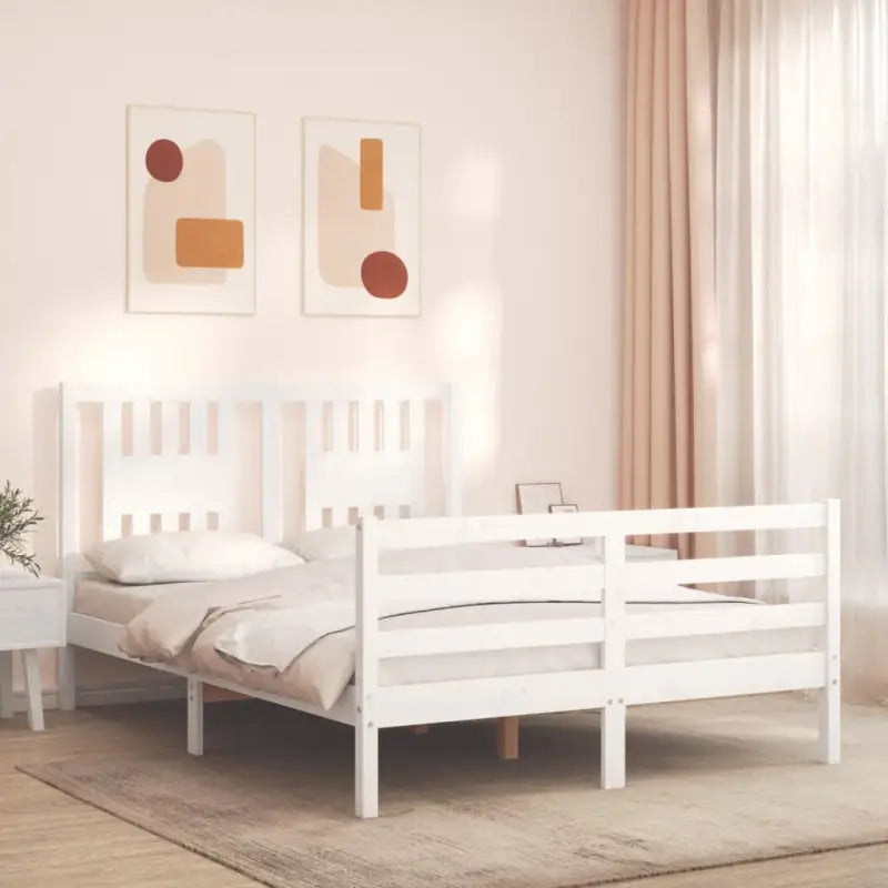 Massief Grenenhouten Bedframe voor Een Comfortabele Nacht Slapen - Wit / 120 x 200 cm - Bedden & bedframes