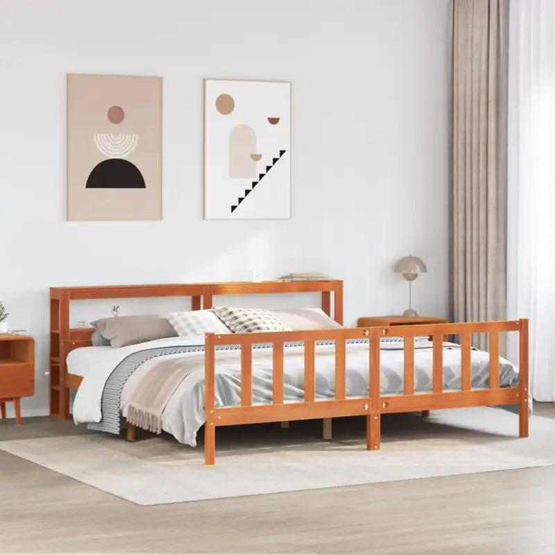 Massief Grenenhouten Bedframe voor een Gezellige en Natuurlijke Slaapruimte - Wasbruin / 180 x 200 cm - Bedden &
