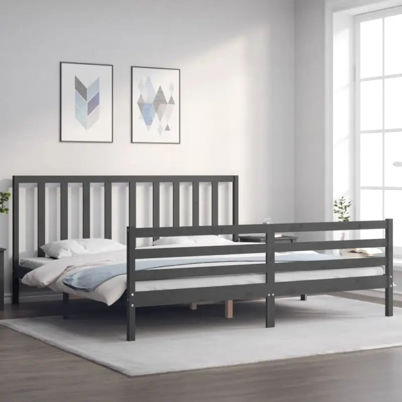 Massief grenenhouten bedframe voor een goede nachtrust en natuurlijk interieur - Grijs / 200 x 200 cm - Bedden &