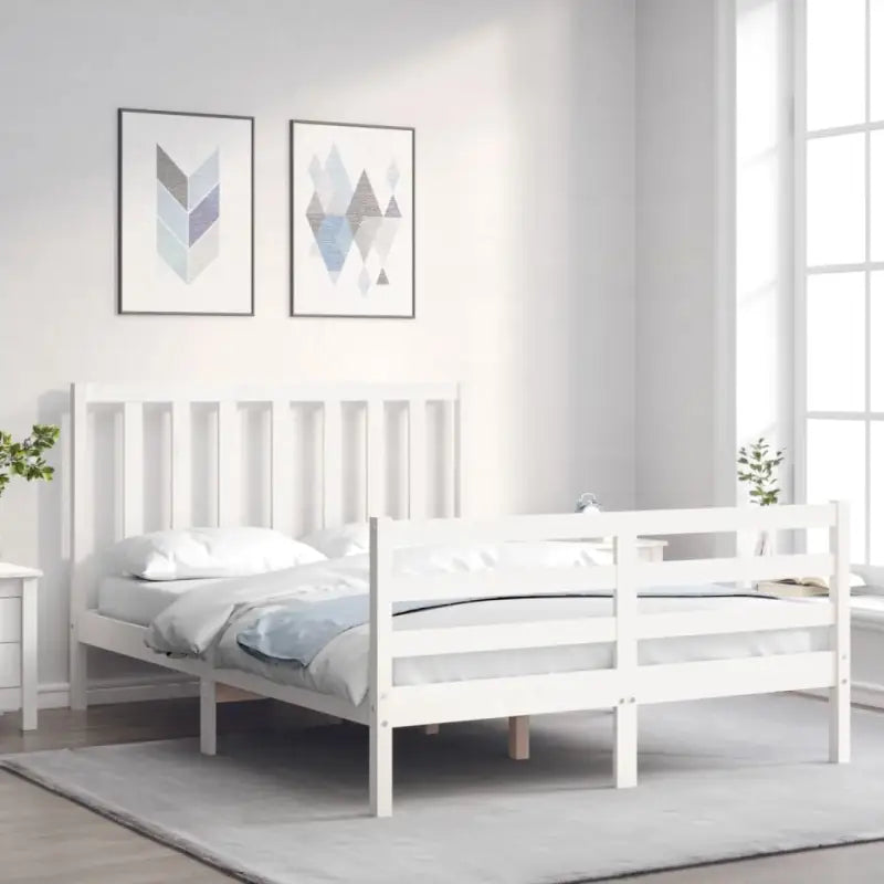 Massief grenenhouten bedframe voor een goede nachtrust en natuurlijk interieur - Wit / 120 x 200 cm - Bedden & bedframes