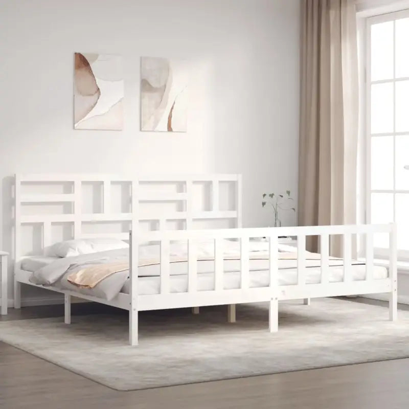 Massief Grenenhouten bedframe voor een goede nachtrust en natuurlijke uitstraling - Wit / 200 x 200 cm - Bedden &