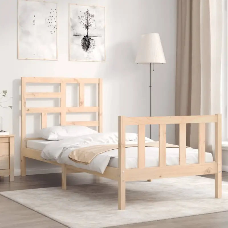 Massief Grenenhouten bedframe voor een goede nachtrust en natuurlijke uitstraling - Naturel / 75 x 190 cm - Bedden &