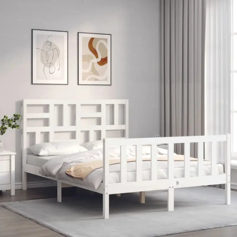 Massief Grenenhouten bedframe voor een goede nachtrust en natuurlijke uitstraling - Wit / 120 x 190 cm - Bedden &
