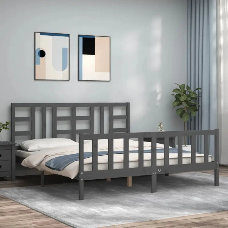 Massief grenenhouten bedframe voor een goede nachtrust - Grijs / 180 x 200 cm - Bedden & bedframes
