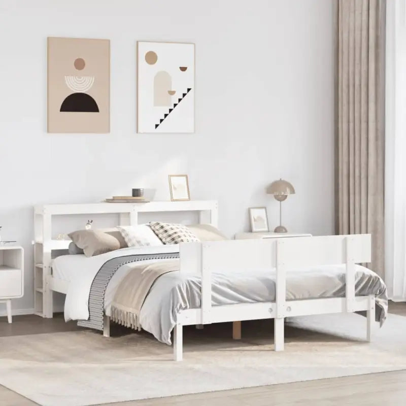 Massief grenenhouten bedframe voor een goede nachtrust - Wit / 135 x 190 cm - Bedden & bedframes