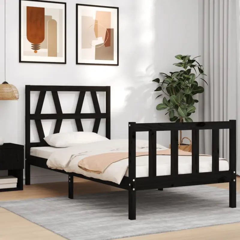 Massief Grenenhouten Bedframe voor een Goede Nachtrust - Zwart / 100 x 200 cm - Bedden & bedframes