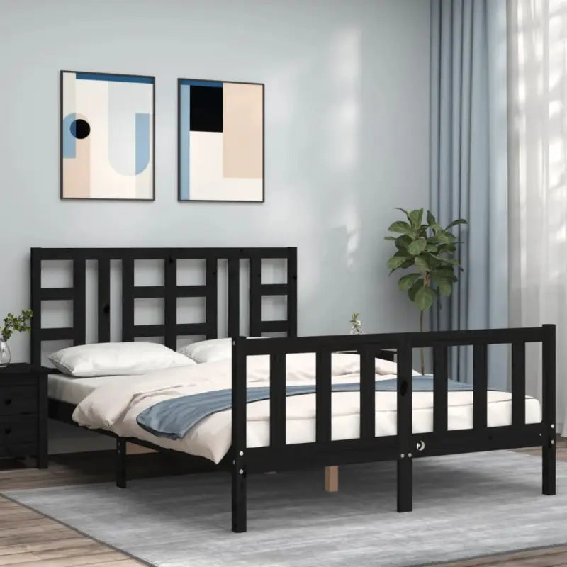 Massief grenenhouten bedframe voor een goede nachtrust - Zwart / 140 x 190 cm - Bedden & bedframes