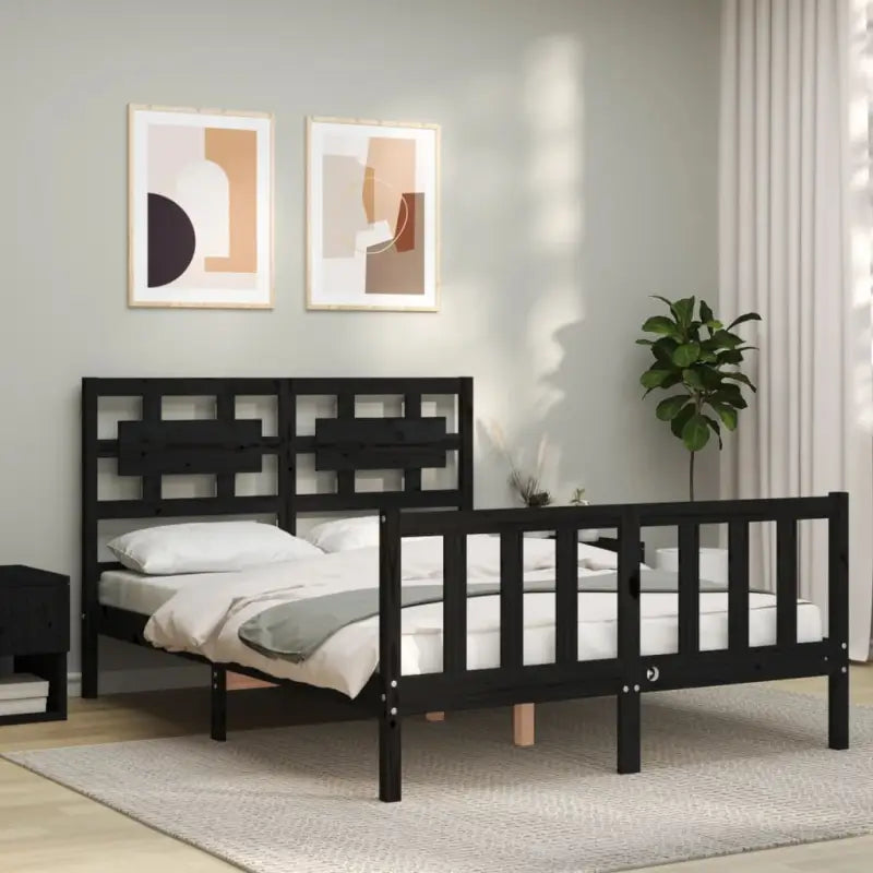 Massief grenenhouten bedframe voor een goede nachtrust - Zwart / 140 x 190 cm - Bedden & bedframes