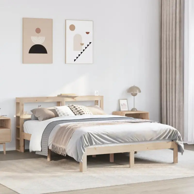 Massief Grenenhouten Bedframe voor een Natuurlijk en Comfortabel Slaapplekje - Naturel / 120 x 200 cm - Bedden &