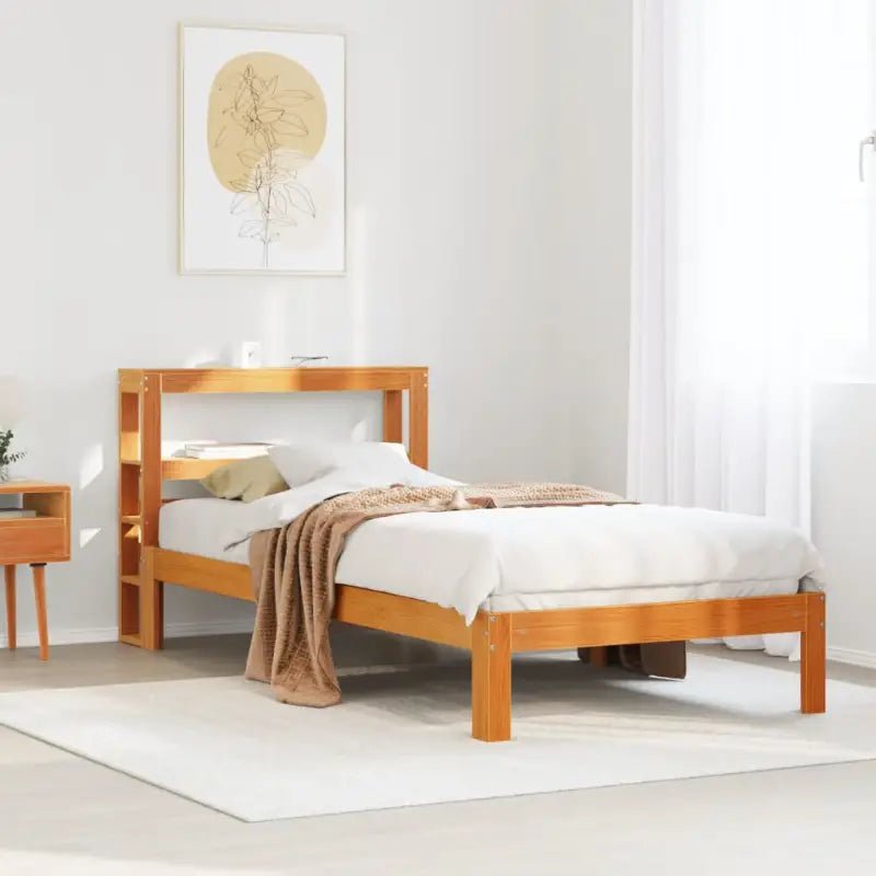 Massief Grenenhouten Bedframe voor een Natuurlijk en Comfortabel Slaapplekje - Wasbruin / 75 x 190 cm - Bedden &