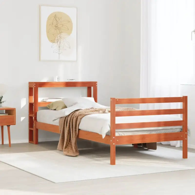 Massief grenenhouten bedframe voor een natuurlijke en comfortabele slaapkamer - Wasbruin / 100 x 200 cm - Bedden &