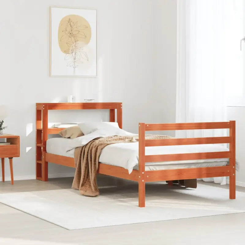 Massief grenenhouten bedframe voor een natuurlijke en comfortabele slaapkamer - Wasbruin / 90 x 200 cm - Bedden &