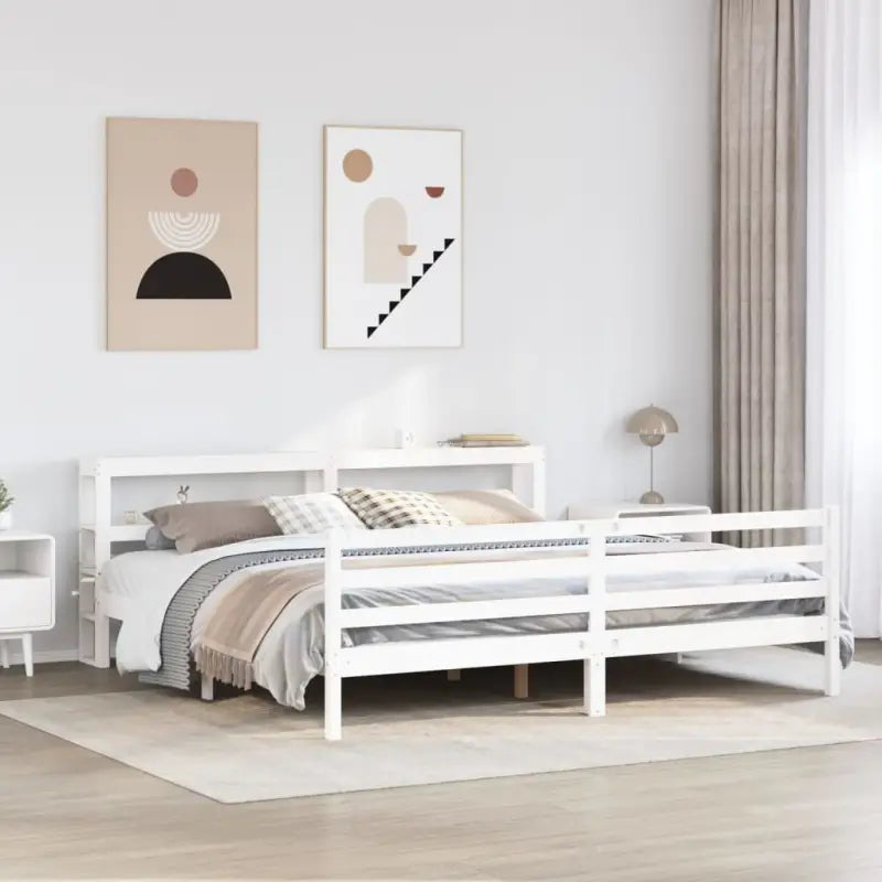 Massief grenenhouten bedframe voor een natuurlijke en comfortabele slaapkamer - Wit / 200 x 200 cm - Bedden & bedframes