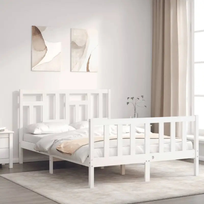 Massief Grenenhouten Bedframe voor een Natuurlijke en Comfortabele Slaapruimte - Wit / 120 x 190 cm - Bedden & bedframes