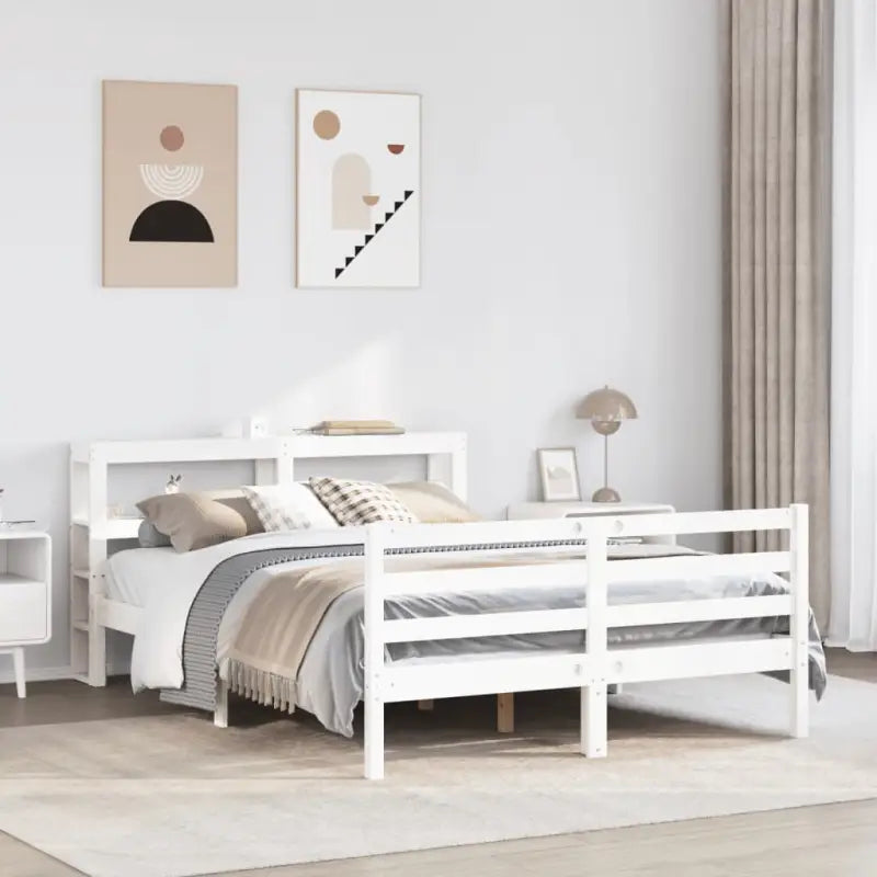 Massief grenenhouten bedframe voor een natuurlijke en comfortabele slaapkamer - Wit / 140 x 190 cm - Bedden & bedframes