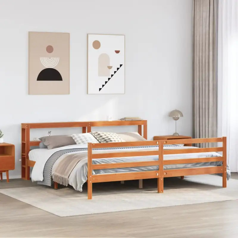 Massief grenenhouten bedframe voor een natuurlijke en comfortabele slaapkamer - Wasbruin / 200 x 200 cm - Bedden &