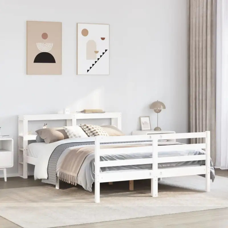 Massief grenenhouten bedframe voor een natuurlijke en comfortabele slaapkamer - Wit / 150 x 200 cm - Bedden & bedframes