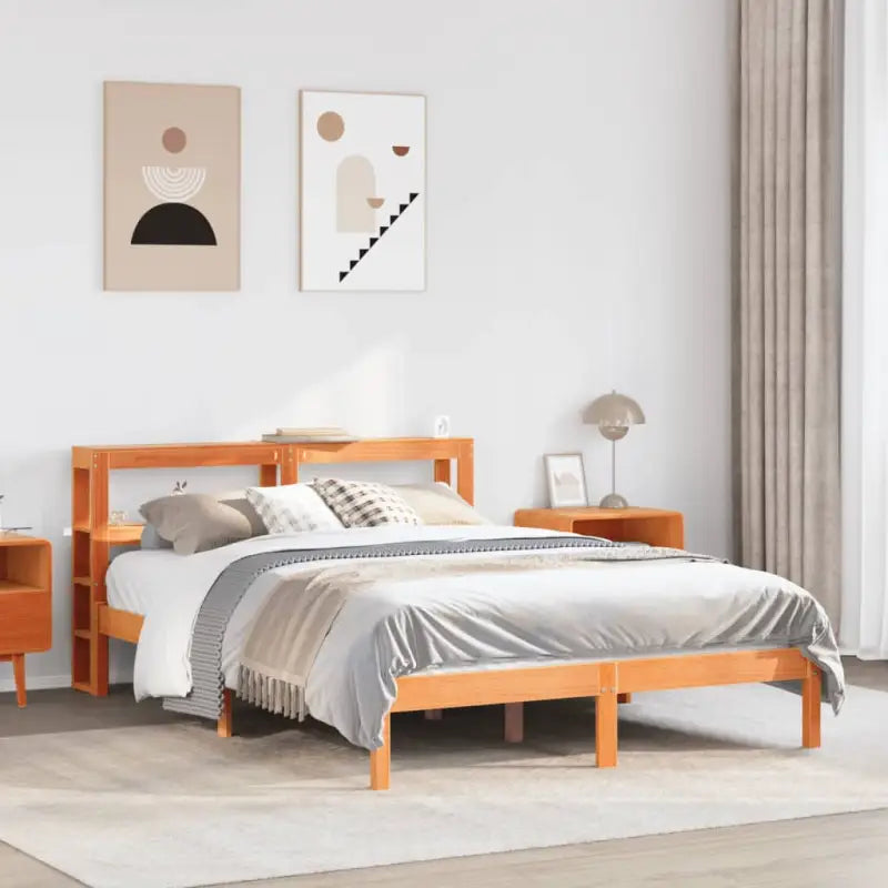 Massief grenenhouten bedframe voor een natuurlijke en comfortabele slaapkamer - Bruin / 120 x 200 cm - Bedden &