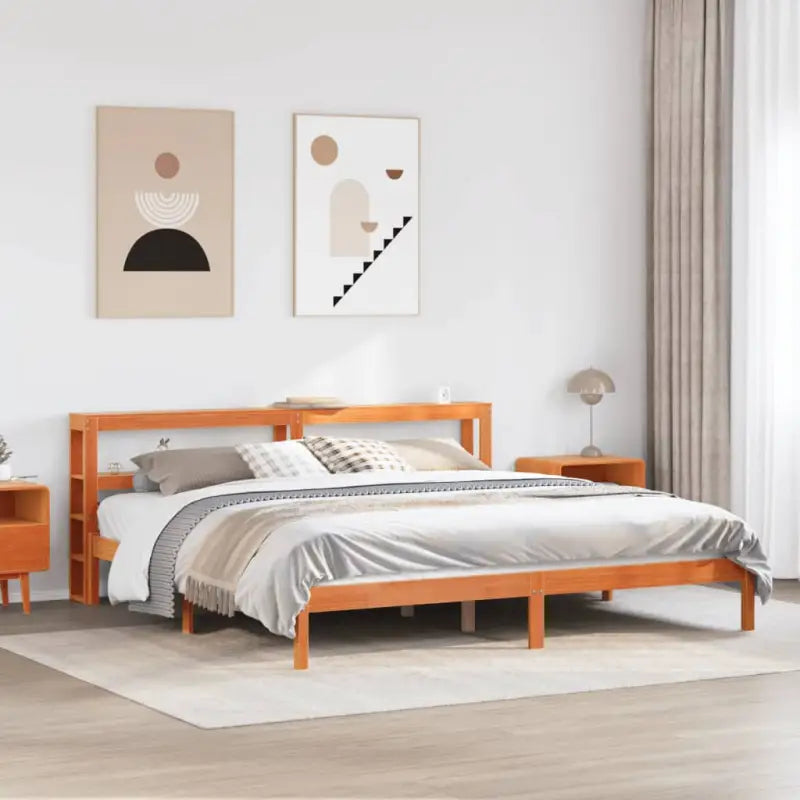 Massief grenenhouten bedframe voor een natuurlijke en comfortabele slaapkamer - Bruin / 200 x 200 cm - Bedden &