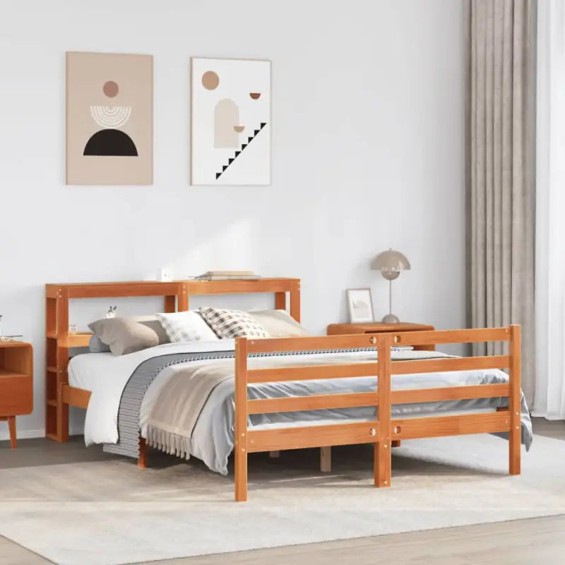 Massief grenenhouten bedframe voor een natuurlijke en comfortabele slaapkamer - Wasbruin / 120 x 190 cm - Bedden &