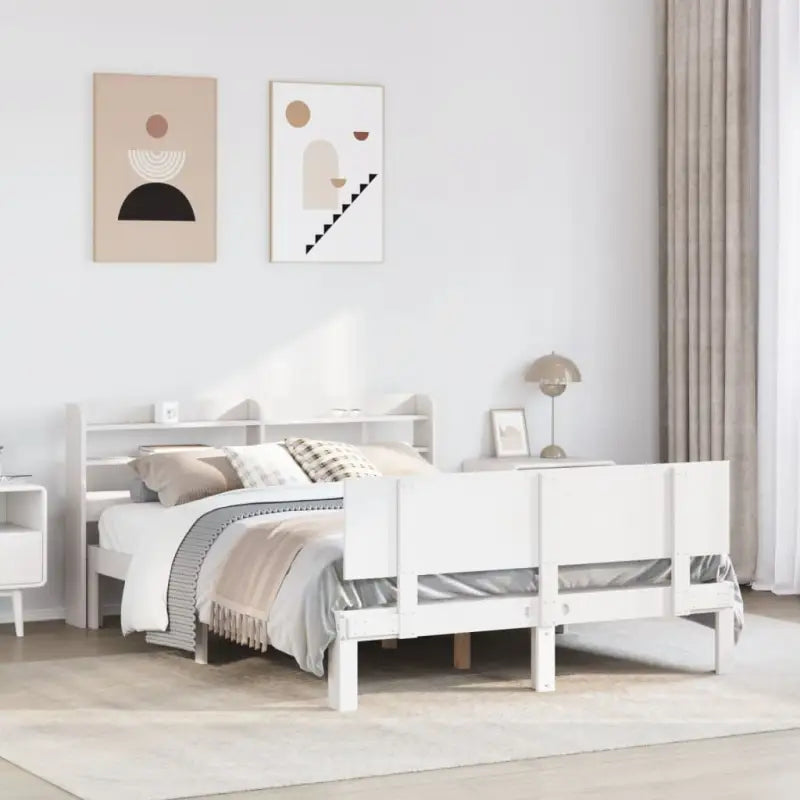 Massief Grenenhouten Bedframe voor een Natuurlijke en Decoratieve Slaapkamer - Wit / 120 x 190 cm - Bedden & bedframes