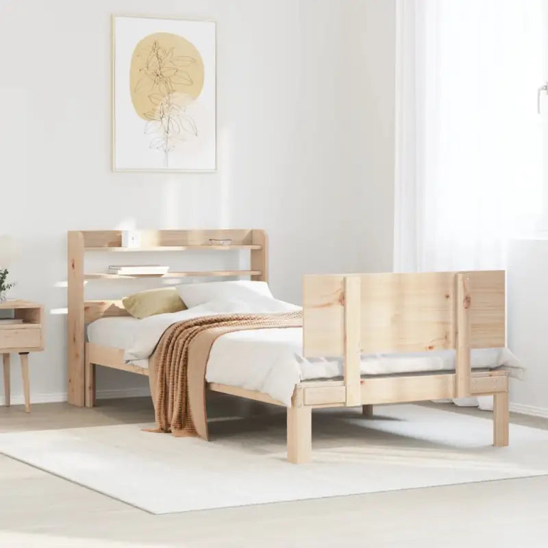 Massief Grenenhouten Bedframe voor een Natuurlijke en Decoratieve Slaapkamer - Naturel / 90 x 190 cm - Bedden &