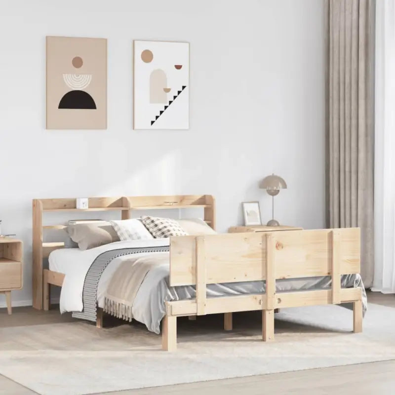 Massief Grenenhouten Bedframe voor een Natuurlijke en Decoratieve Slaapkamer - Naturel / 120 x 190 cm - Bedden &