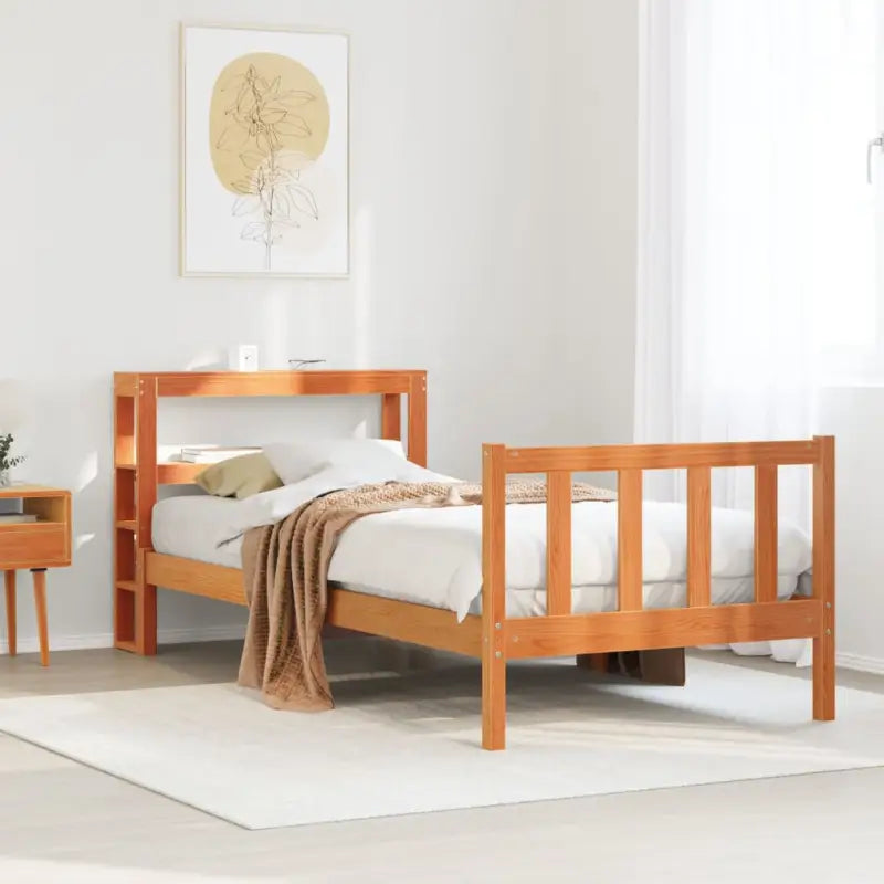 Massief Grenenhouten Bedframe voor een Natuurlijke en Decoratieve Look - Bruin / 90 x 190 cm - Bedden & bedframes