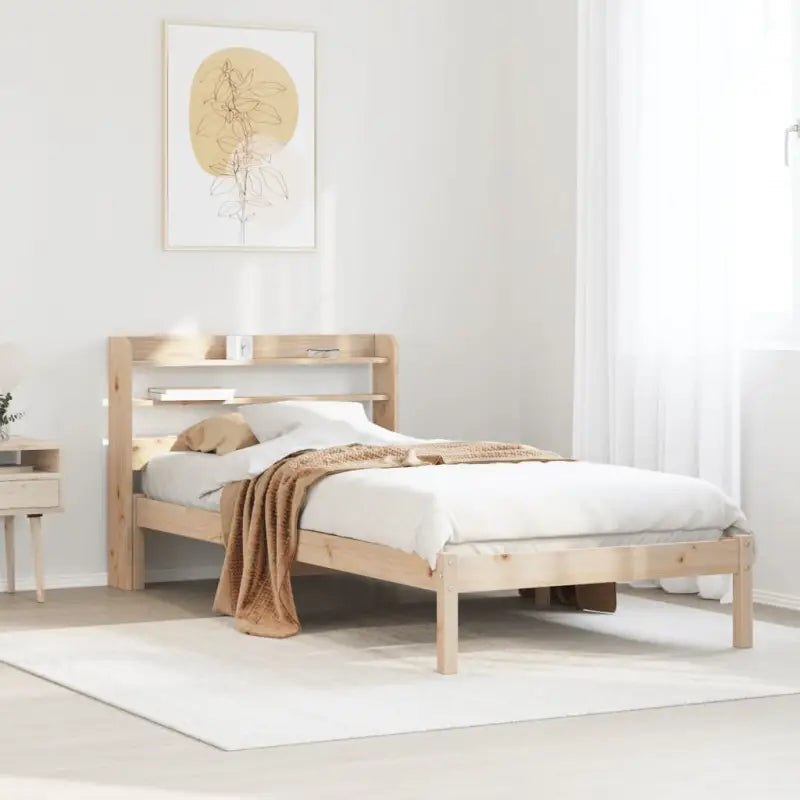 Massief Grenenhouten Bedframe voor een Natuurlijke en Decoratieve Slaapruimte - Naturel / 100 x 200 cm - Bedden &