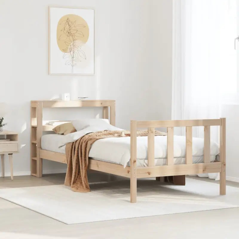 Massief Grenenhouten Bedframe voor een Natuurlijke en Decoratieve Look - Naturel / 75 x 190 cm - Bedden & bedframes