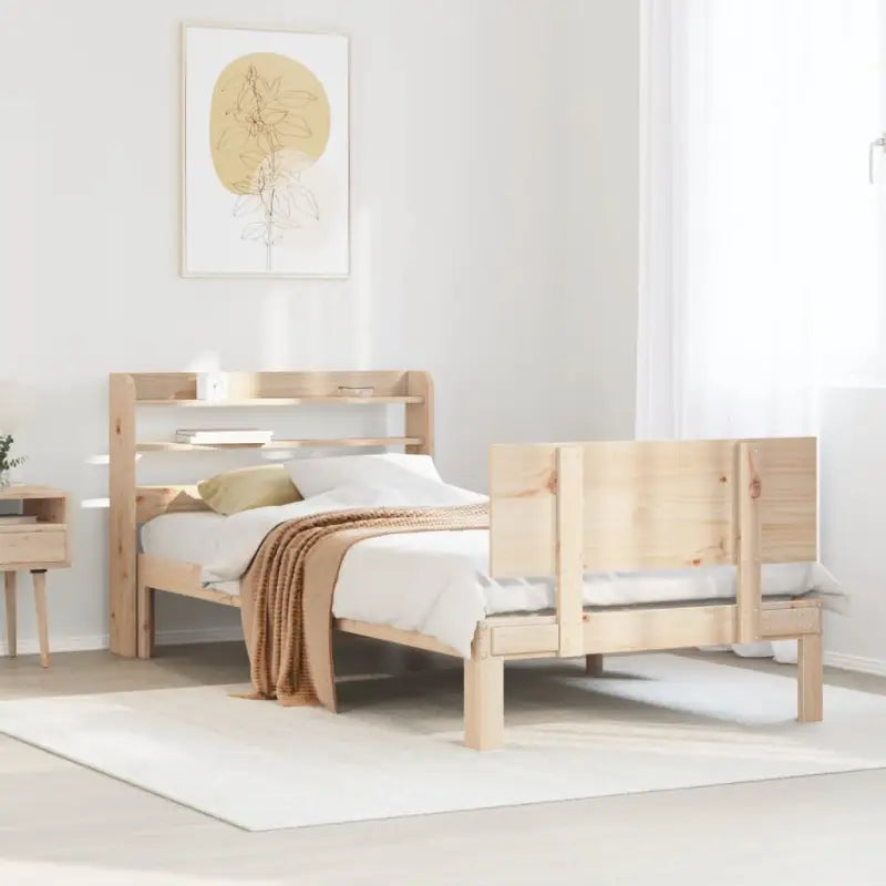 Massief Grenenhouten Bedframe voor een Natuurlijke en Decoratieve Slaapkamer - Naturel / 100 x 200 cm - Bedden &