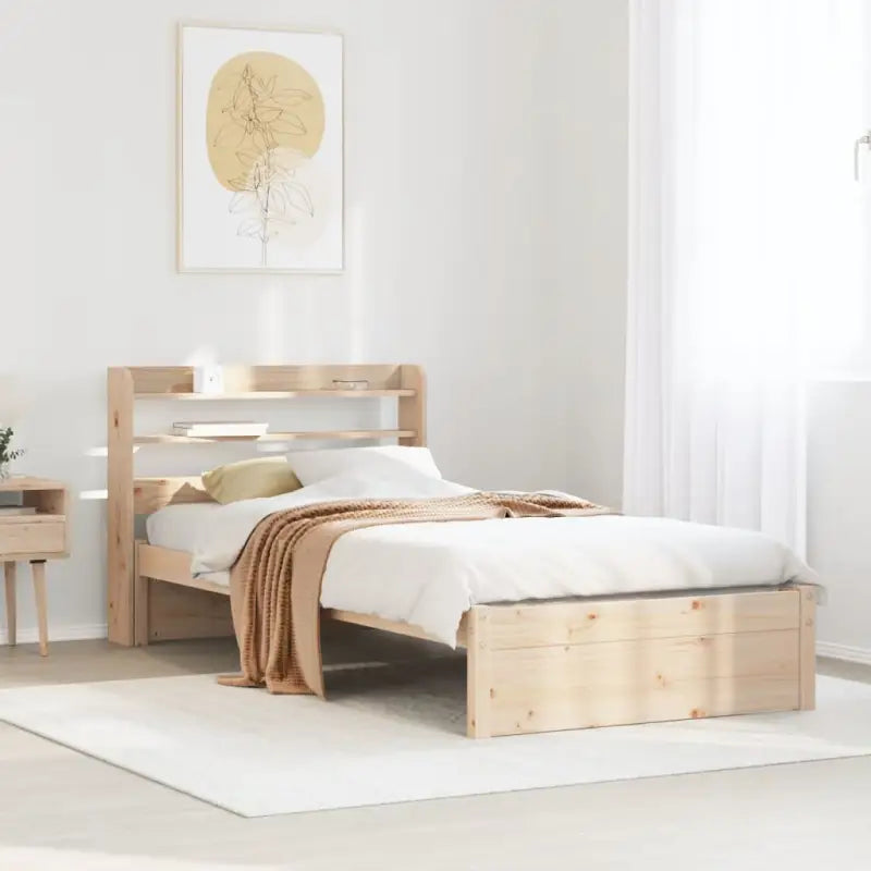 Massief Grenenhouten bedframe voor een natuurlijke en praktische uitstraling - Bruin / 75 x 190 cm - Bedden & bedframes
