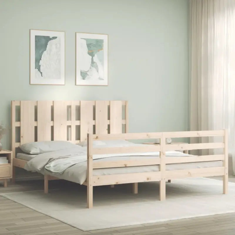 Massief grenenhouten bedframe voor een natuurlijke en praktische inrichting - Naturel / 150 x 200 cm - Bedden &