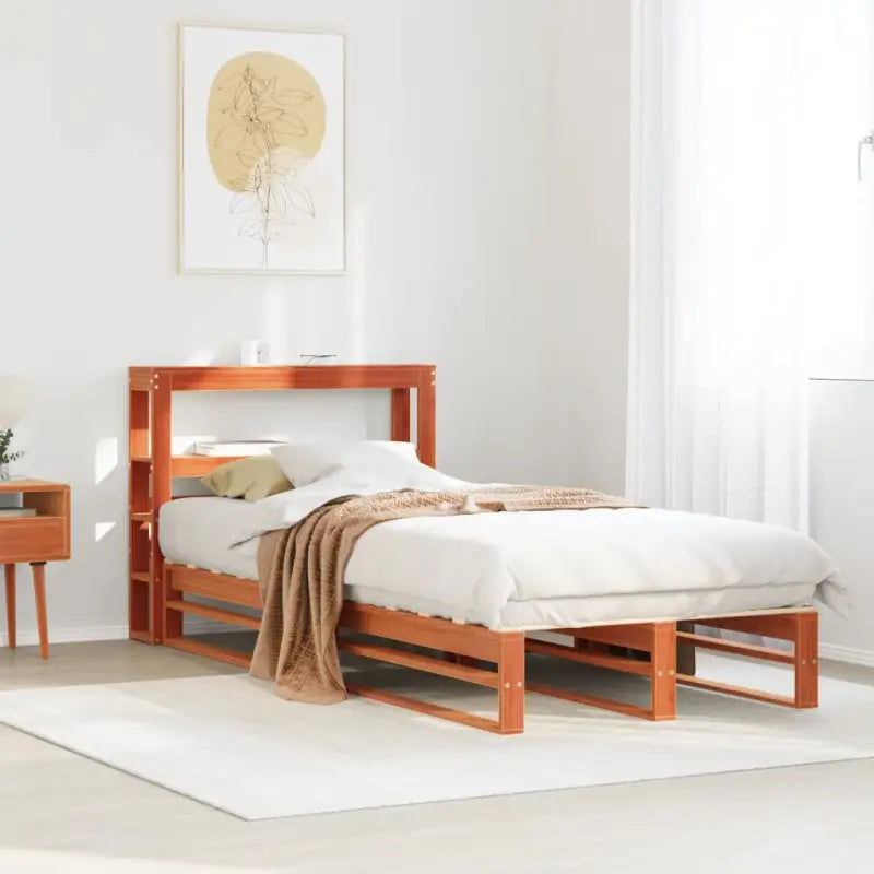 Massief Grenenhouten Bedframe voor een Stevige en Decoratieve Slaapruimte - Wasbruin / 100 x 200 cm - Bedden & bedframes