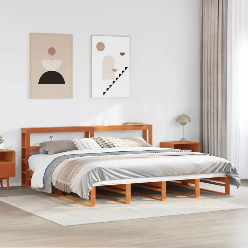 Massief Grenenhouten Bedframe voor een Stevige en Decoratieve Slaapruimte - Wasbruin / 200 x 200 cm - Bedden & bedframes
