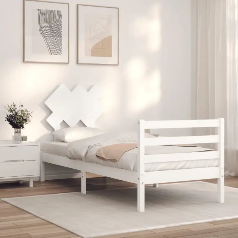 Massief grenenhouten bedframe voor een stilvolle en comfortabele slaapruimte - Wit / 90 x 190 cm - Bedden & bedframes