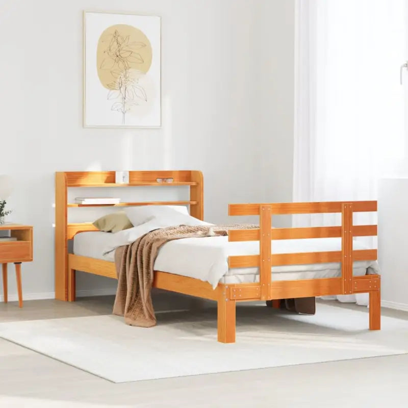 Massief grenenhouten bedframe voor goede nachtrust en natuurlijke stijl - Wasbruin / 100 x 200 cm - Bedden & bedframes