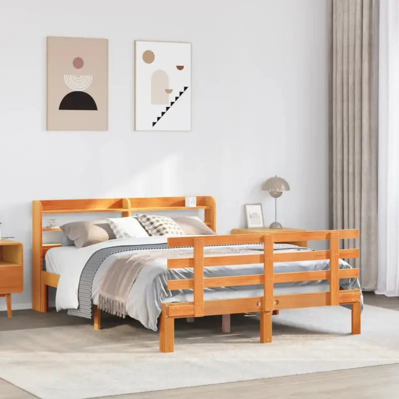 Massief grenenhouten bedframe voor goede nachtrust en natuurlijke stijl - Wasbruin / 120 x 200 cm - Bedden & bedframes