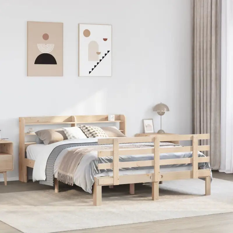 Massief grenenhouten bedframe voor goede nachtrust en natuurlijke stijl - Bruin / 140 x 190 cm - Bedden & bedframes
